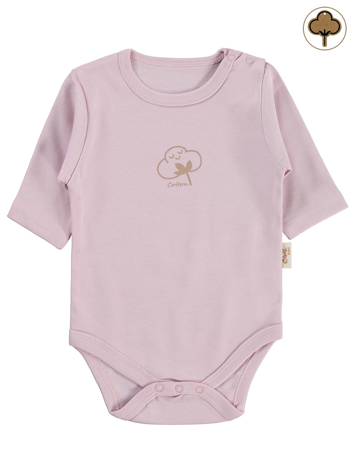 Civil Baby Organik Pamuklu U Kol 0-18 Ay Çıtçıtlı Badi - Mavi