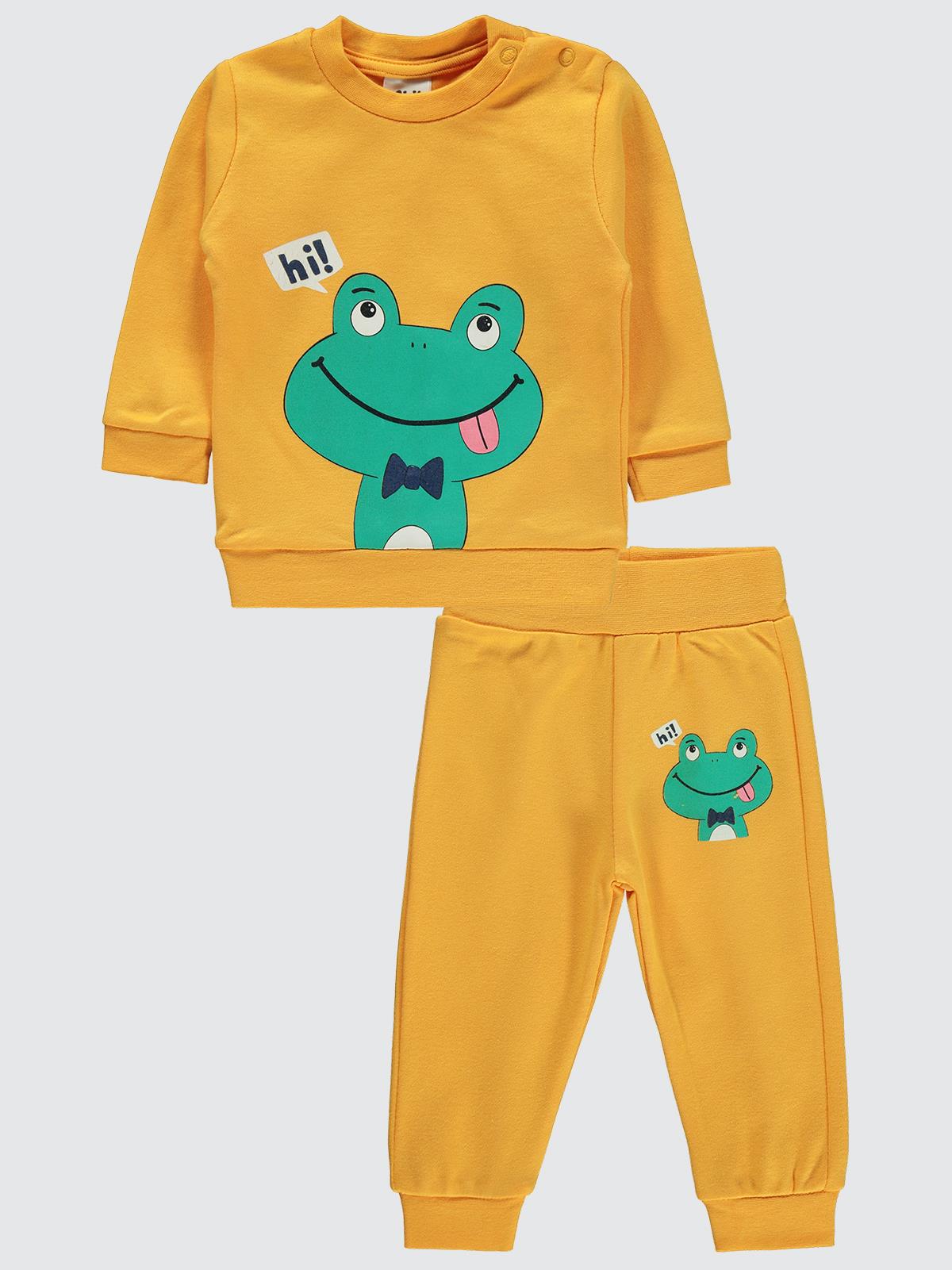 Civil Baby Erkek Bebek Kurbağa Baskılı 6-18 Ay Takım - Sarı