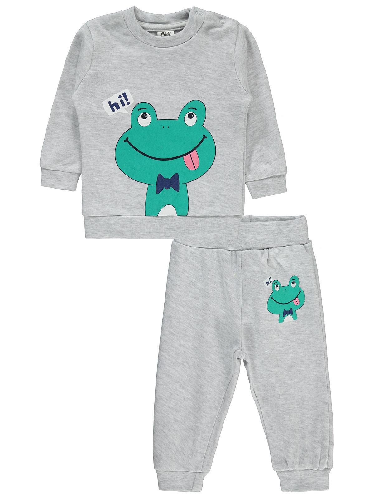 Civil Baby Erkek Bebek Kurbağa Baskılı 6-18 Ay Takım - Sarı