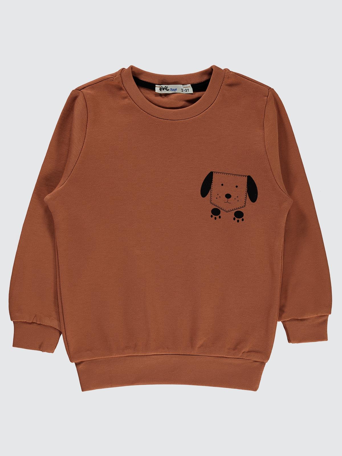 Civil Boys Köpek Baskılı 2-5 Yaş Sweatshirt - Hardal