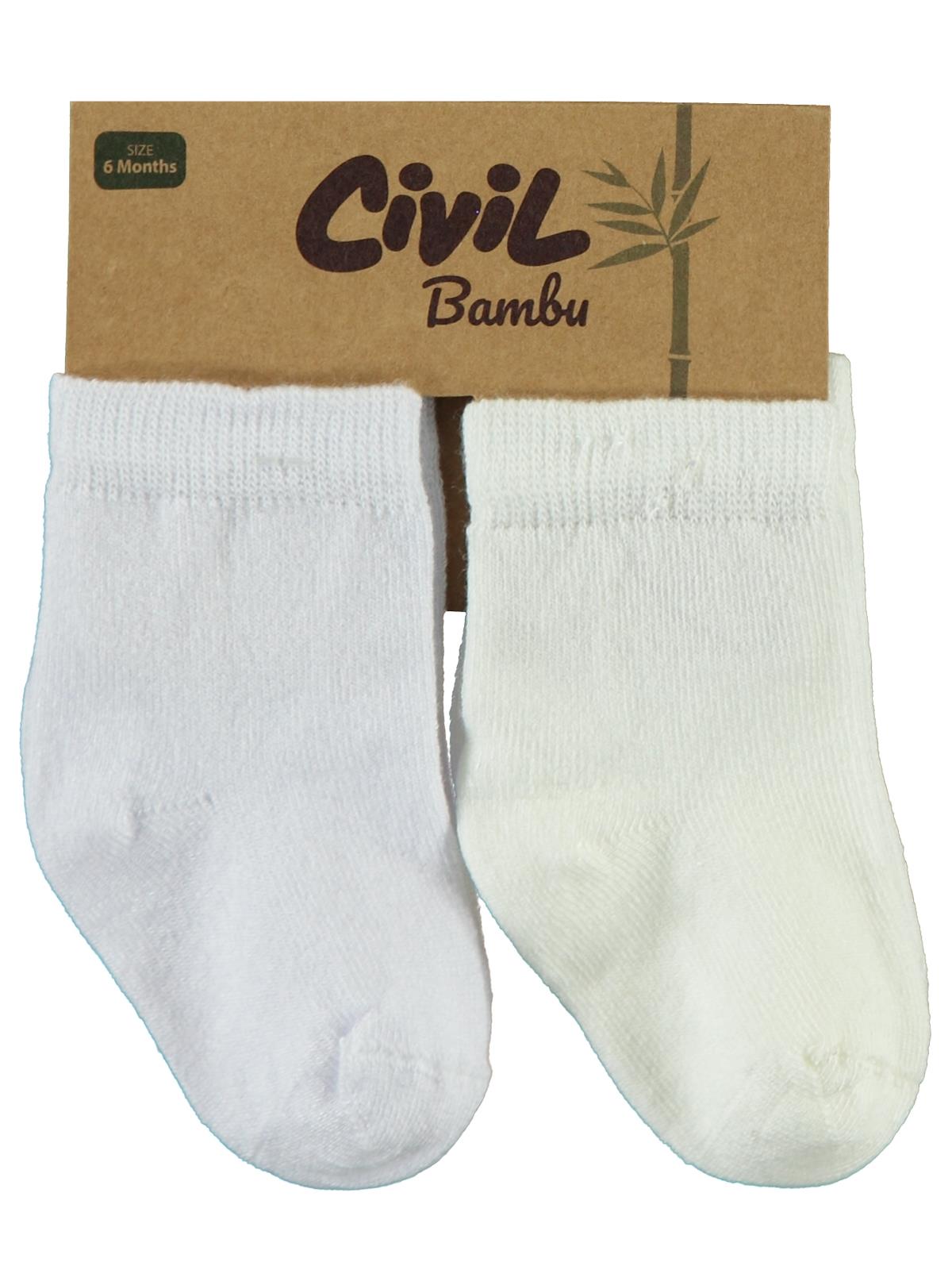 Civil Baby Bambu Organik Bebek Çorap Set - Beyaz