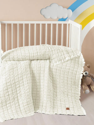 Kanz Light Dolgulu Müslin Çift Kat Bebek Yorganı 115x125 cm - Bej