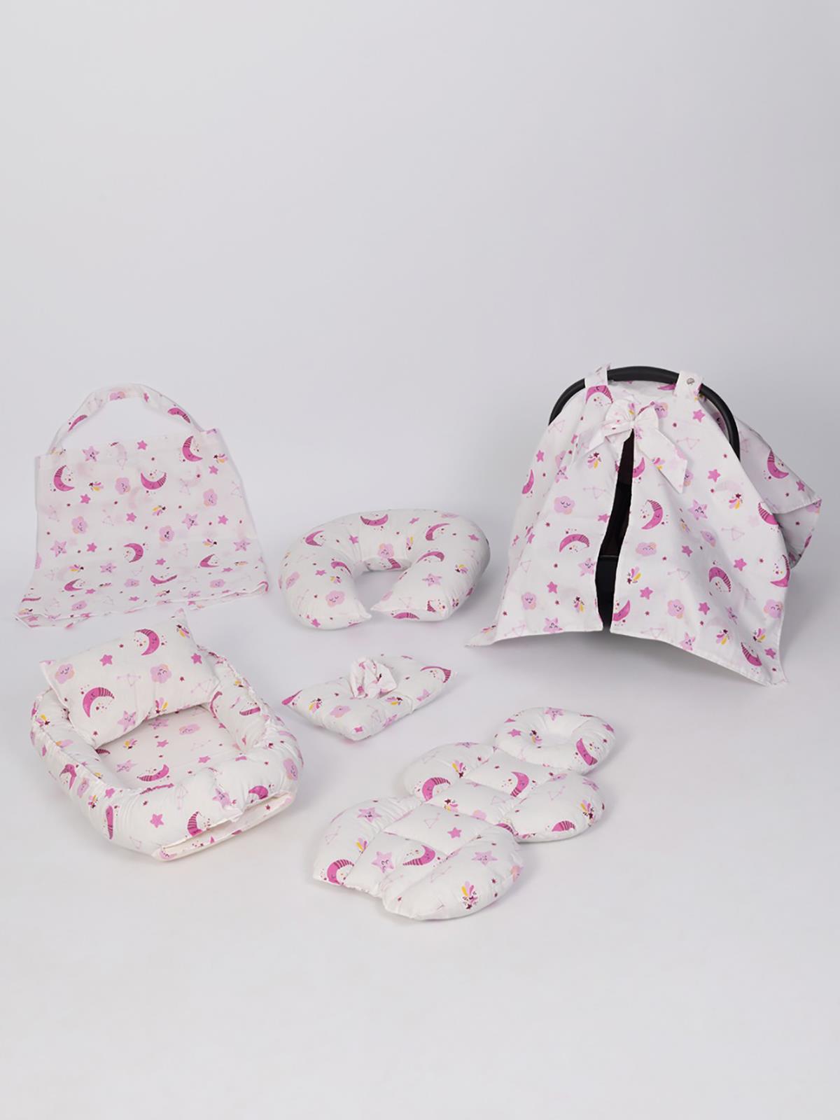Tiffany Babynest ve Puset Seti 7 Parça - Pembe