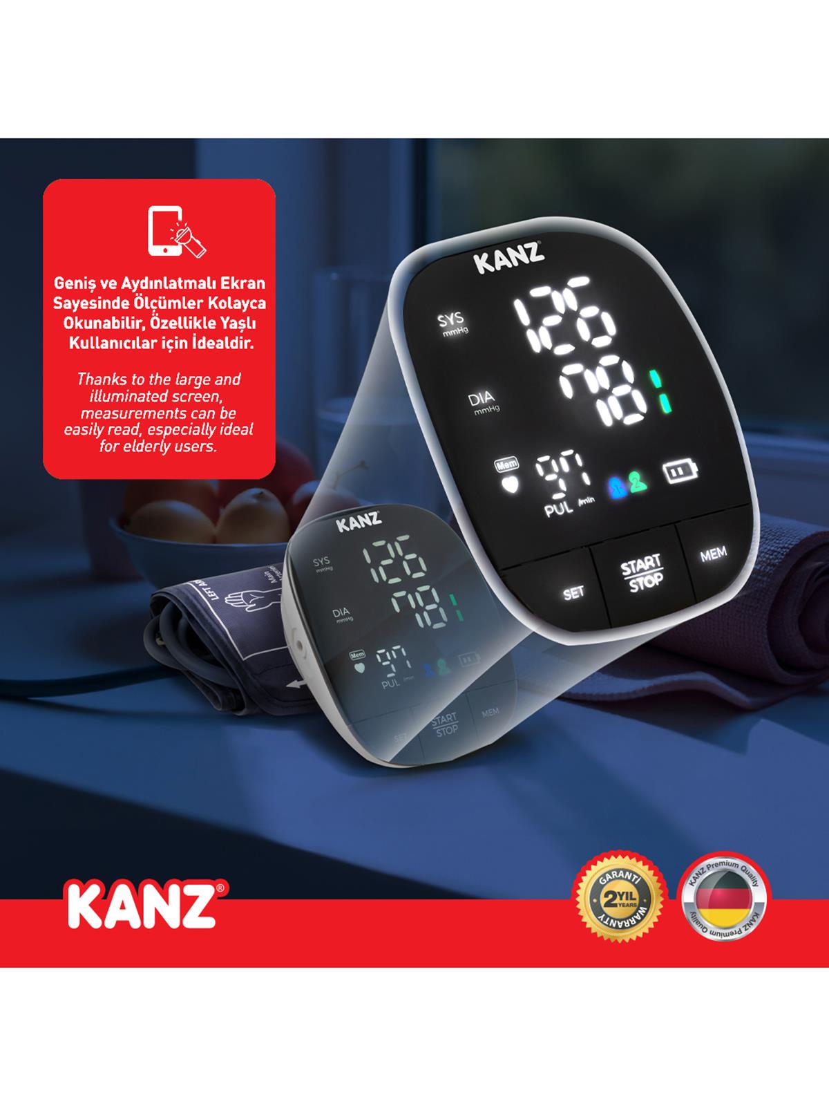 Kanz Dijital Koldan Ölçer Tansiyon Aleti - Standart