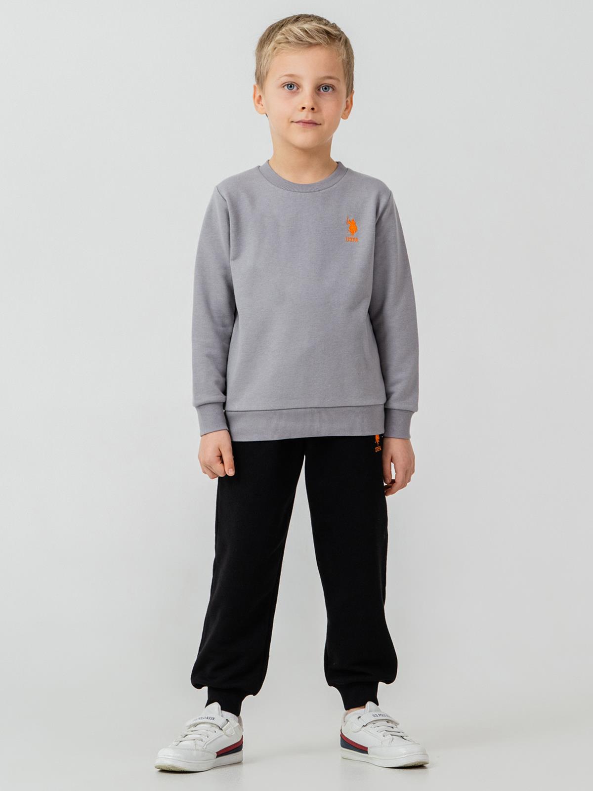 U.S. Polo Assn Kids Eşofman Takımı | 3 İp Şardonsuz -3 İp Şardonsuz | Okul Kreş ve Günlük Kullanım - Gri