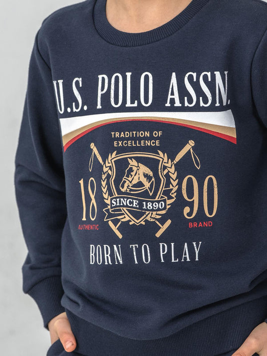 U.S. Polo Assn Kids Eşofman Takımı | 3 İp-3 İp Uzun Kol Bisiklet Yaka | Okul Kreş ve Günlük Kullanım - Lacivert