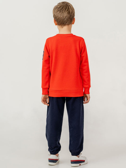 U.S. Polo Assn Kids Eşofman Takımı | 3 İp Şardonsuz -3 İp Şardonsuz | Okul Kreş ve Günlük Kullanım - Kırmızı