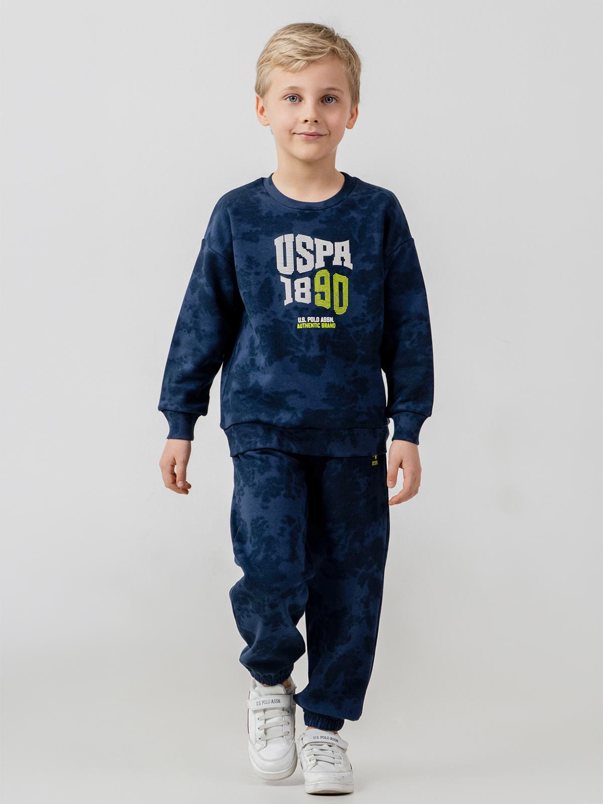 U.S. Polo Assn Kids Eşofman Takımı | 3 İp Şardonsuz -3 İp Şardonsuz | Okul Kreş ve Günlük Kullanım - Mavi