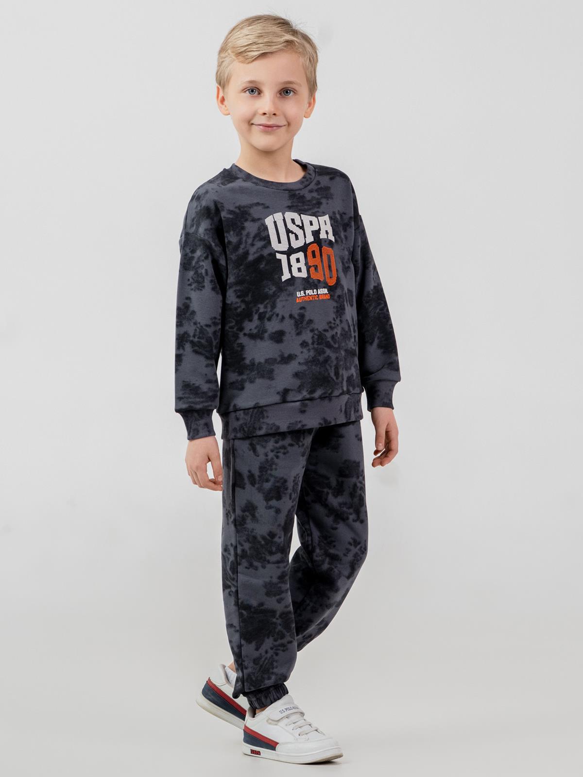 U.S. Polo Assn Kids Eşofman Takımı | 3 İp Şardonsuz -3 İp Şardonsuz | Okul Kreş ve Günlük Kullanım - Gri