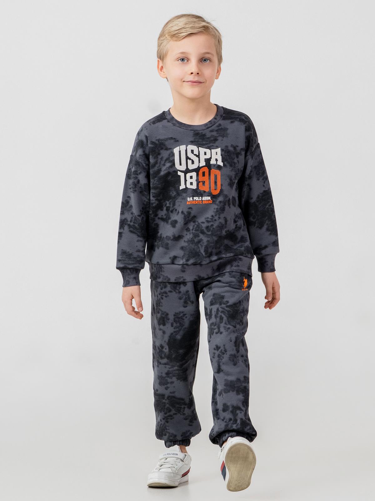 U.S. Polo Assn Kids Eşofman Takımı | 3 İp Şardonsuz -3 İp Şardonsuz | Okul Kreş ve Günlük Kullanım - Gri