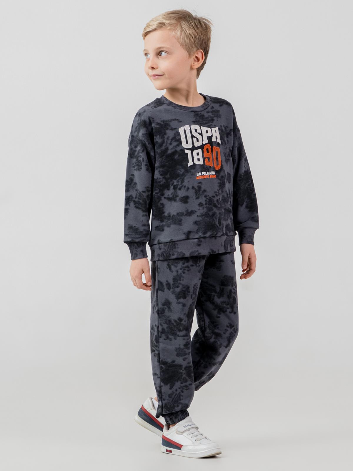 U.S. Polo Assn Kids Eşofman Takımı | 3 İp Şardonsuz -3 İp Şardonsuz | Okul Kreş ve Günlük Kullanım - Gri