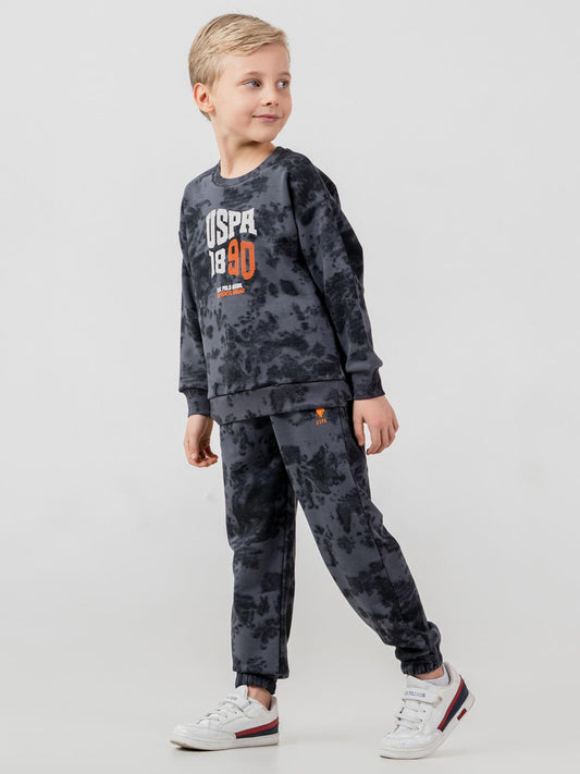 U.S. Polo Assn Kids Eşofman Takımı | 3 İp Şardonsuz -3 İp Şardonsuz | Okul Kreş ve Günlük Kullanım - Gri
