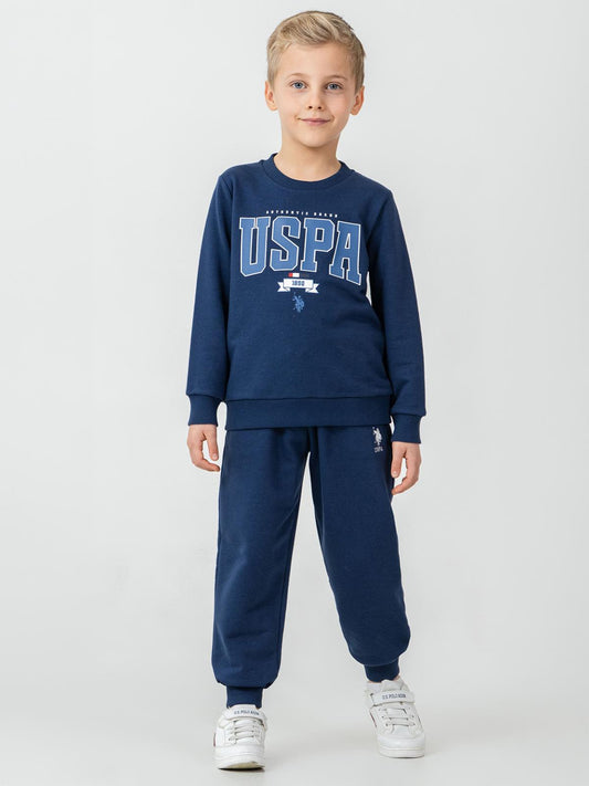U.S. Polo Assn Kids Eşofman Takımı | 3 İp Şardonsuz -3 İp Şardonsuz | Okul Kreş ve Günlük Kullanım - Mavi