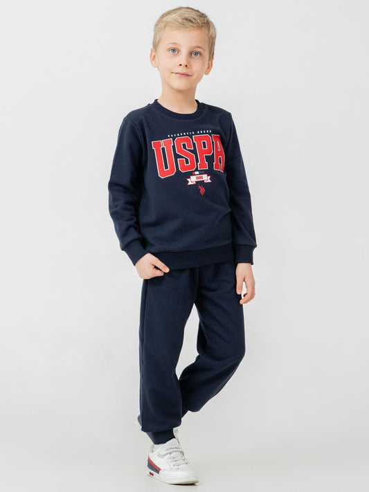 U.S. Polo Assn Kids Eşofman Takımı | 3 İp Şardonsuz -3 İp Şardonsuz | Okul Kreş ve Günlük Kullanım - Lacivert