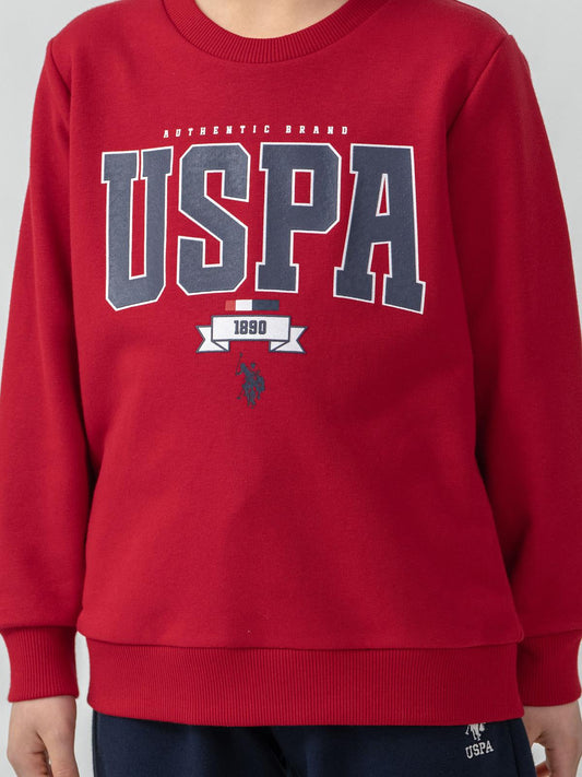 U.S. Polo Assn Kids Eşofman Takımı | 3 İp Şardonsuz -3 İp Şardonsuz | Okul Kreş ve Günlük Kullanım - Kırmızı