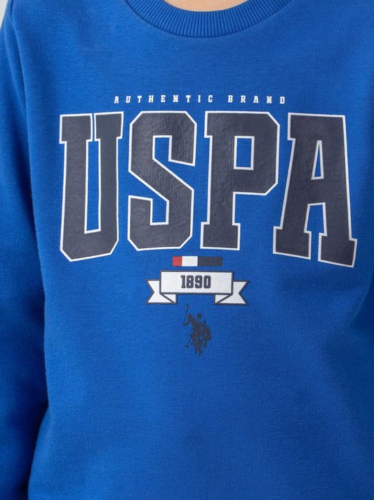 U.S. Polo Assn Kids Eşofman Takımı | 3 İp Şardonsuz -3 İp Şardonsuz | Okul Kreş ve Günlük Kullanım - Mavi