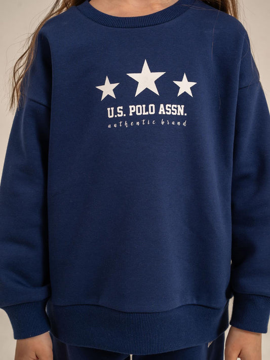 U.S. Polo Assn Kids Eşofman Takımı | 3 İp-3 İp Uzun Kol Bisiklet Yaka | Okul Kreş ve Günlük Kullanım - Lacivert
