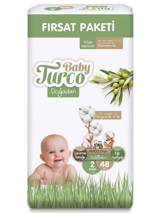 Baby Turco Doğadan Fırsat Paketi Bebek Bezi 2 Mini Numara 48 Adet