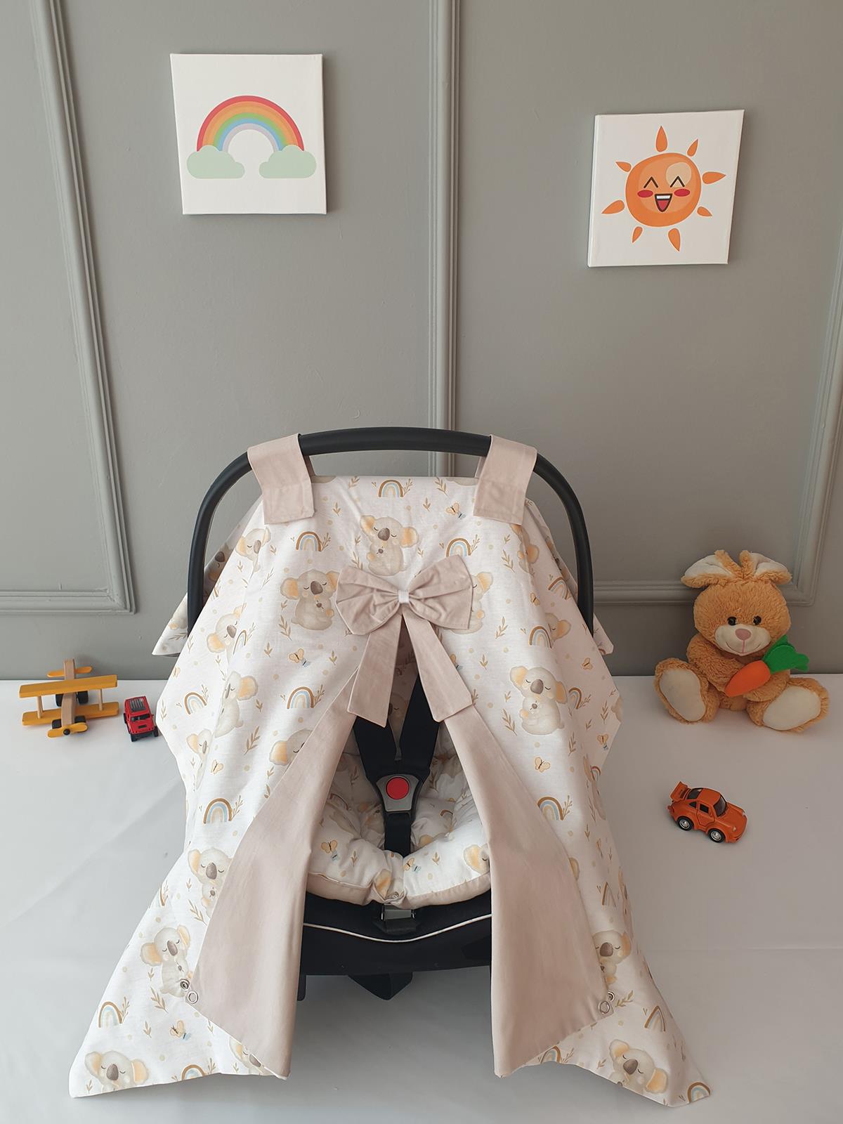 Yuar Baby Puset Örtüsü ve Puset Minderi 2'li Set  - Pembe