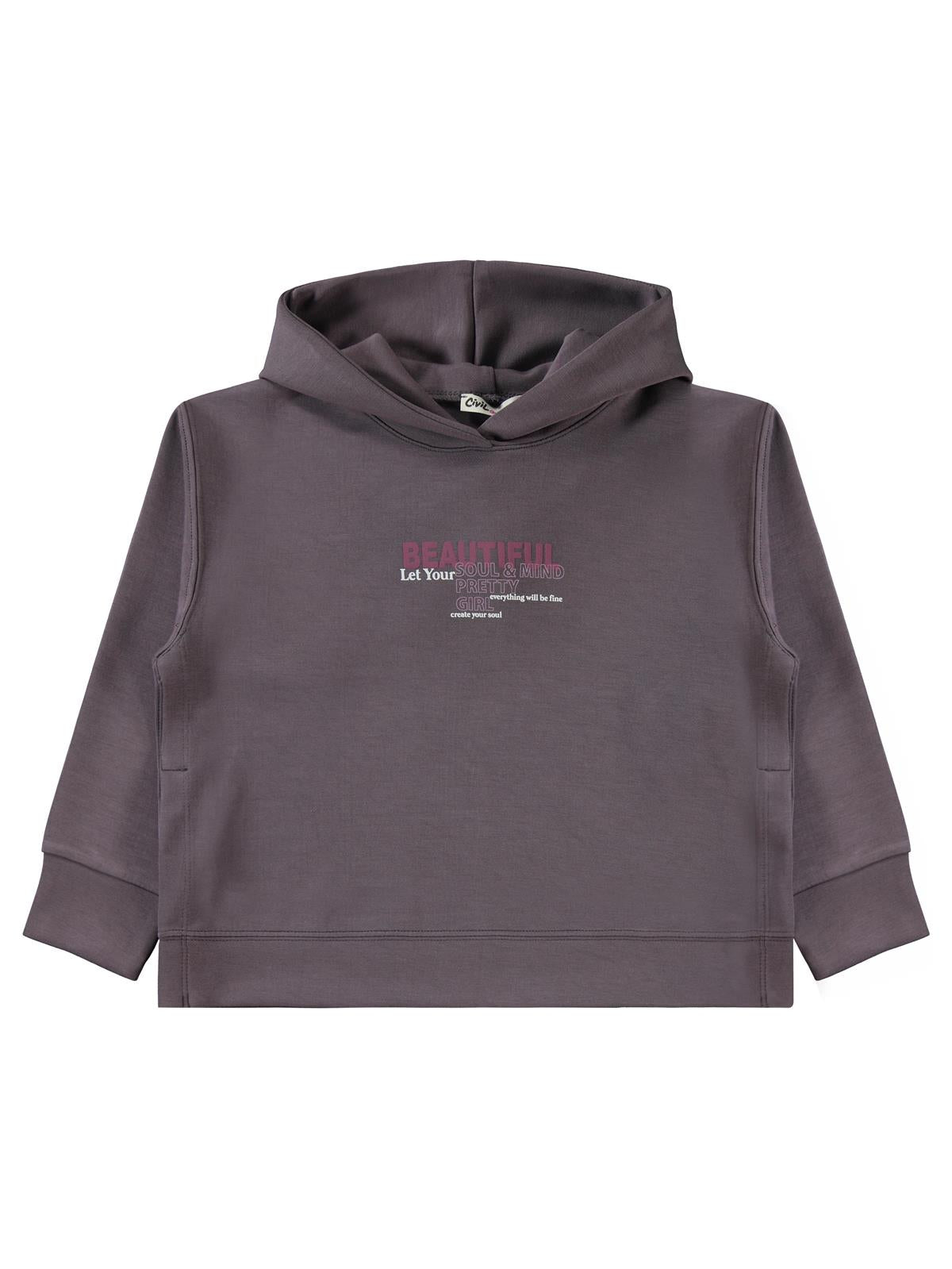 Civil Girls Beautiful Baskılı 10-13 Yaş Sweatshirt - Gri