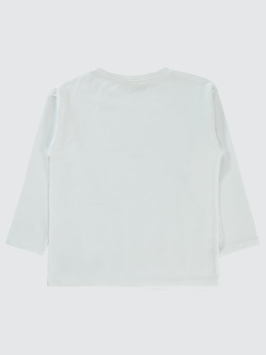 Civil Kız Çocuk Beautiful Baskılı Sweatshirt | Likralı Süprem | Okul Kreş ve Günlük Kullanım - Beyaz