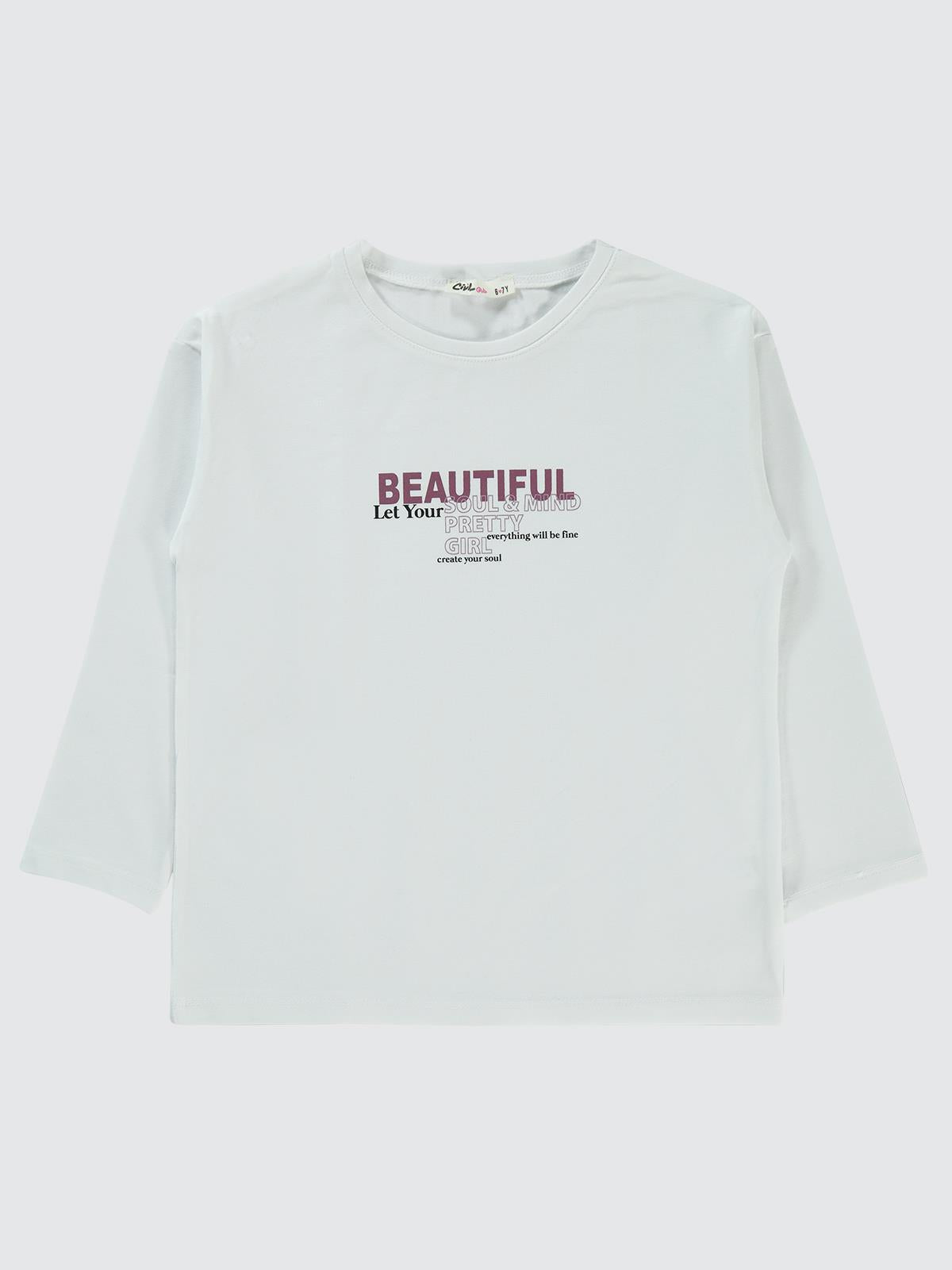Civil Girls Beautiful Baskılı 10-13 Yaş Sweatshirt - Beyaz