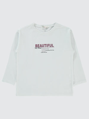 Civil Girls Beautiful Baskılı 10-13 Yaş Sweatshirt - Beyaz