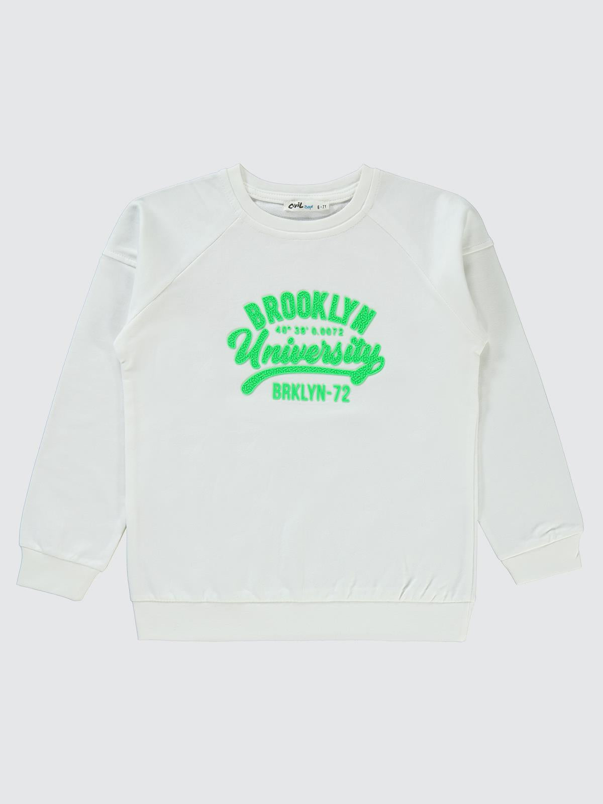 Civil Boys Brokoklyn Nakışlı 6-9 Yaş Sweatshirt - Ekru