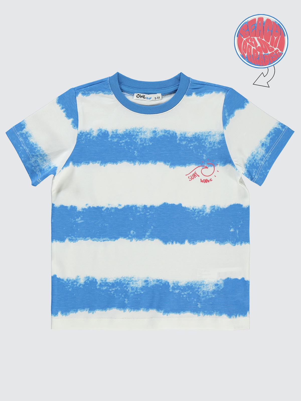 Civil Boys Surf Wave Baskılı 2-5 Yaş Tişört - Mavi