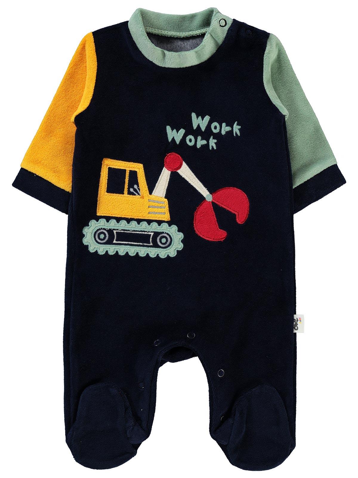 Civil Baby Work Baskılı 1-6 Ay Tulum - Lacivert