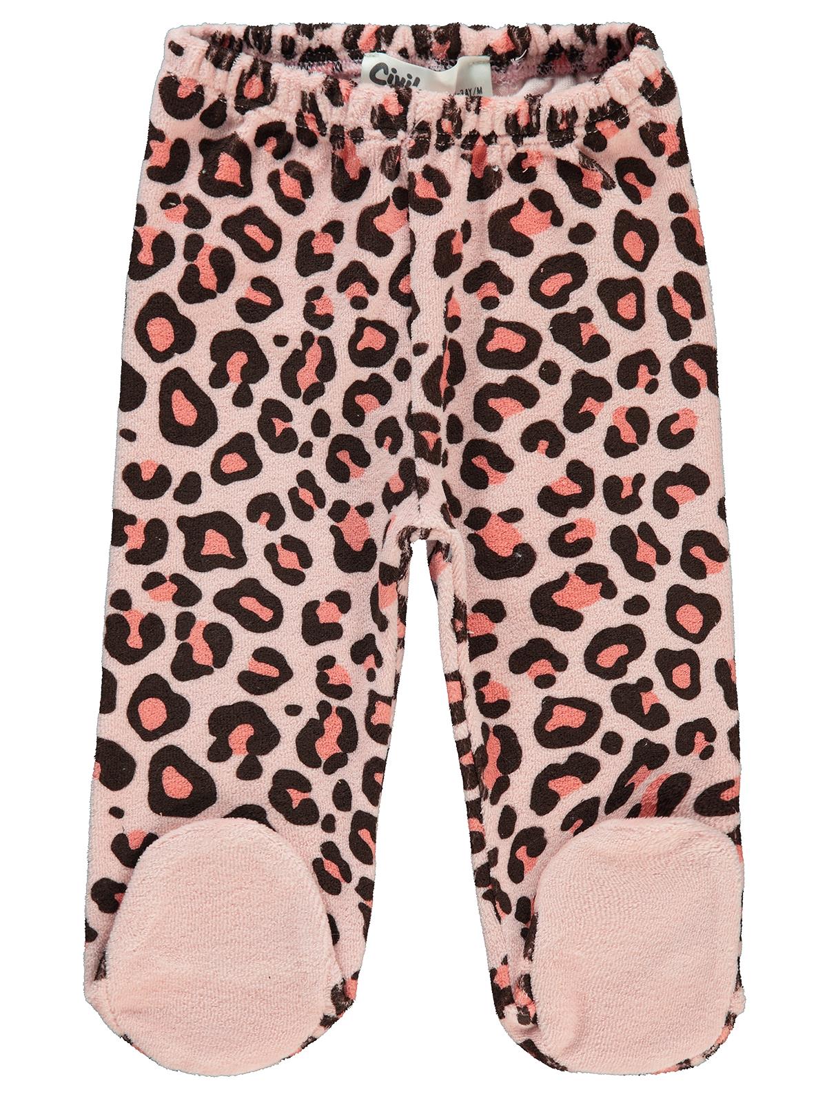 Civil Baby Leopar Empirme Baskılı 1-6 Ay Tek Alt Bebe - Pudra