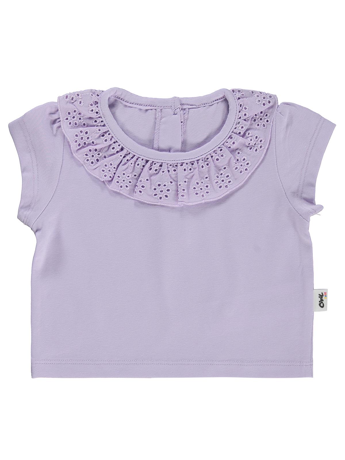 Civil Baby Yaka Brodeli 6-18 Ay Tişört - Lila