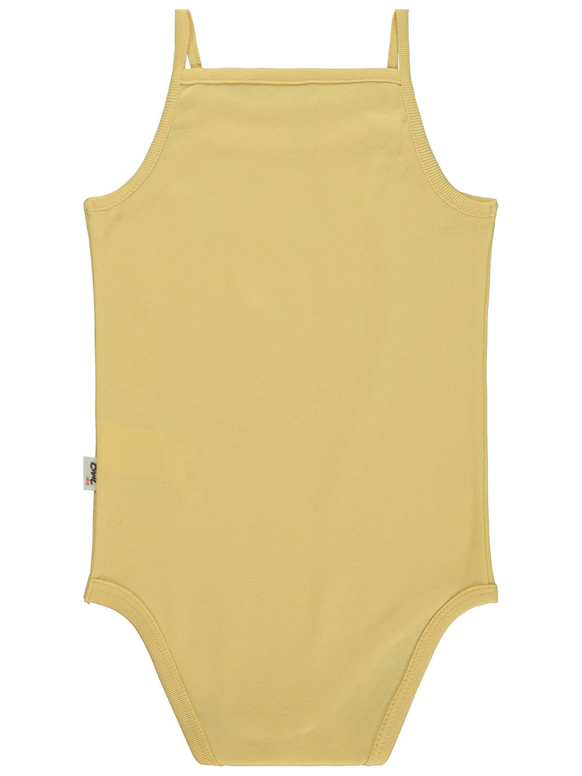 Civil Baby Penye İp Askılı Dantelli 2-3 Yaş Kız Çıtçıtlı Badi - Sarı