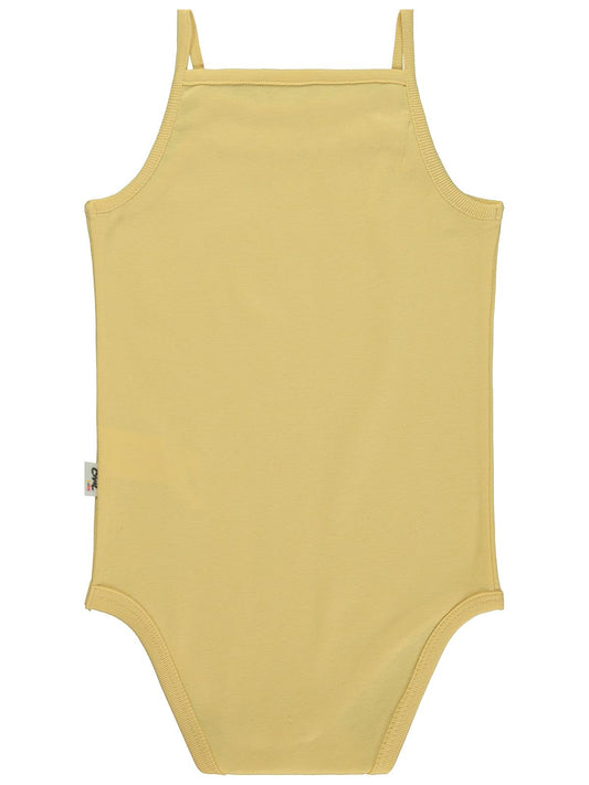 Civil Baby Penye İp Askılı Dantelli  Kız Çıtçıtlı Badi - Sarı
