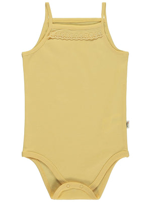Civil Baby Penye İp Askılı Dantelli 3-9 Ay Kız Çıtçıtlı Badi - Sarı