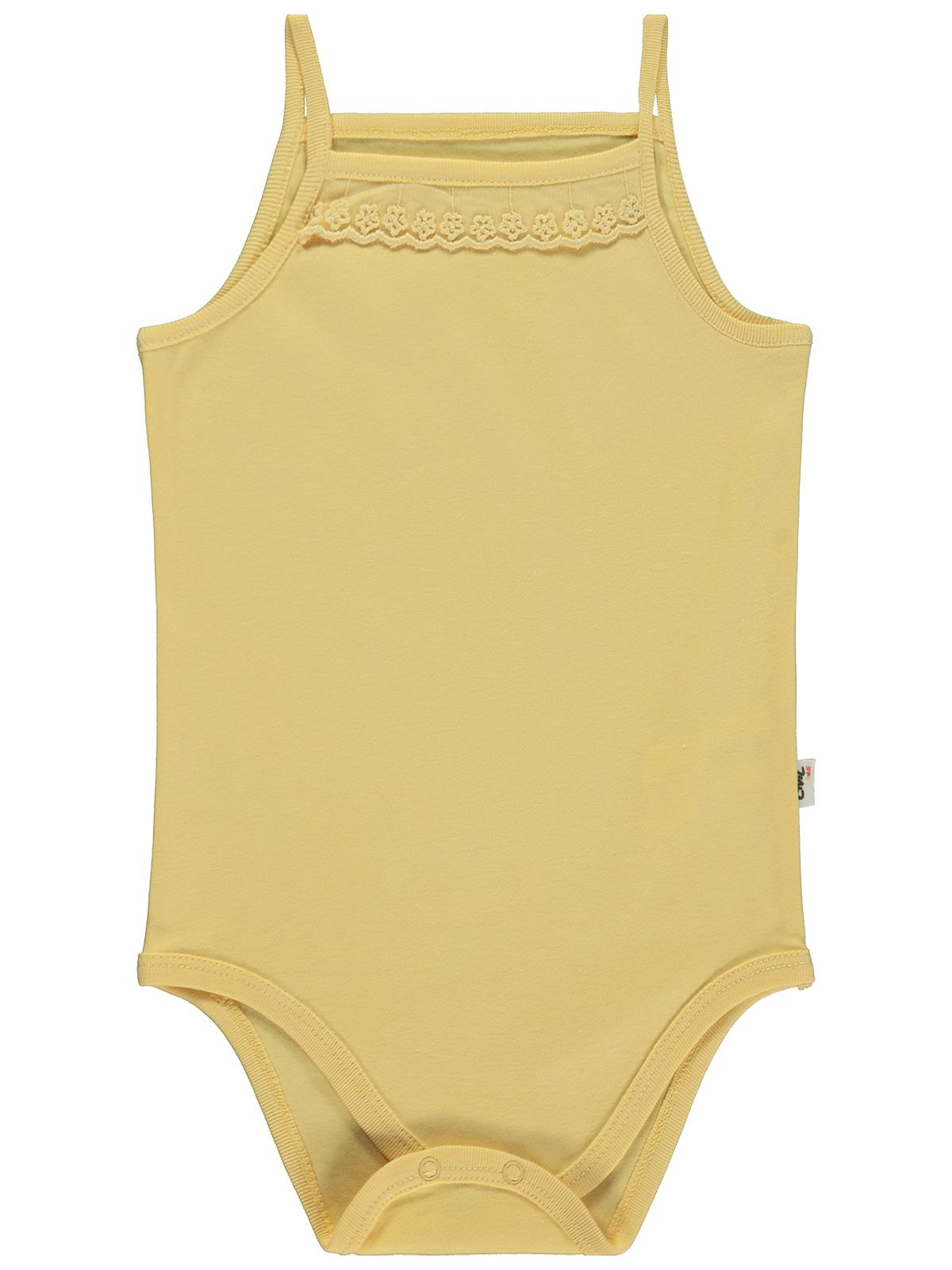 Civil Baby Penye İp Askılı Dantelli 3-9 Ay Kız Çıtçıtlı Badi - Sarı