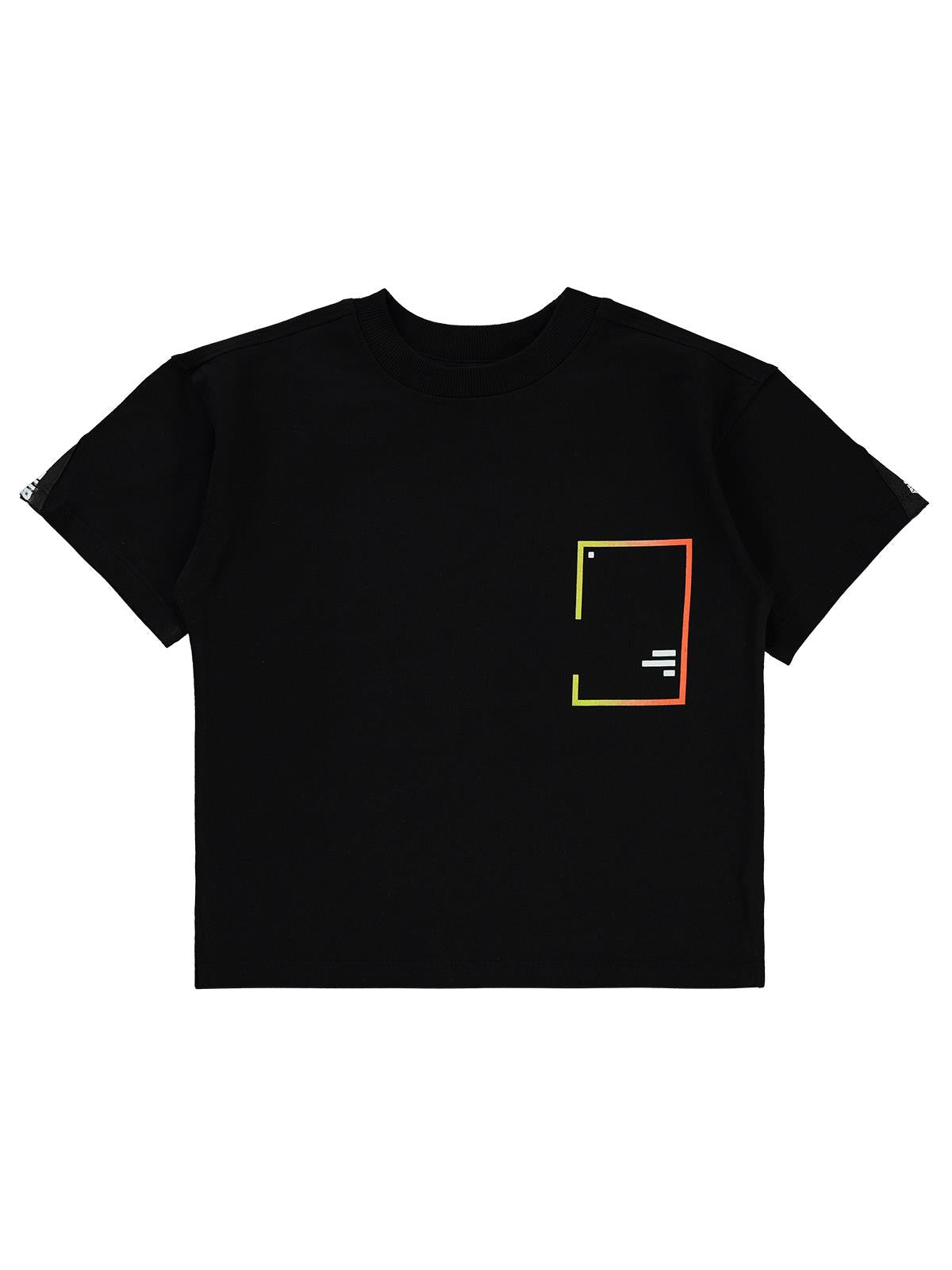 Civil Boys Şeritli Oversize 6-9 Yaş Tişört - Siyah