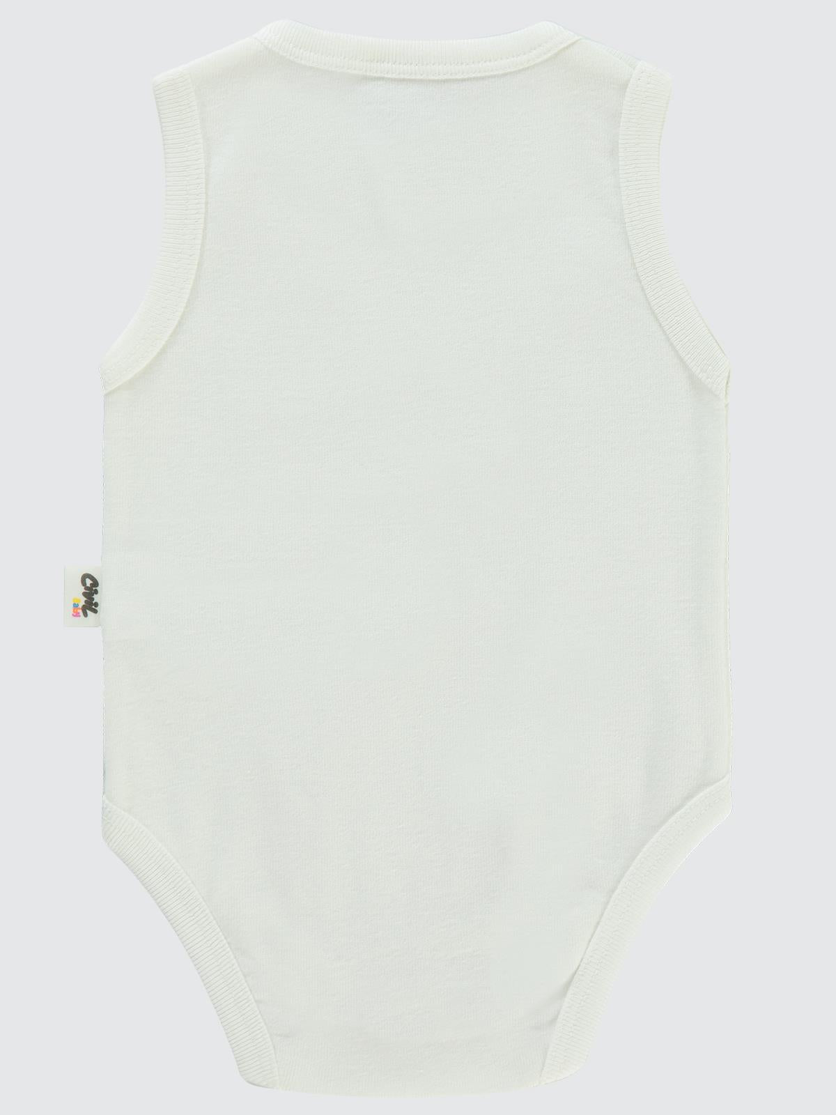 Civil Baby Düz Sıfır Kol  Çıtçıtlı Badi - Beyaz