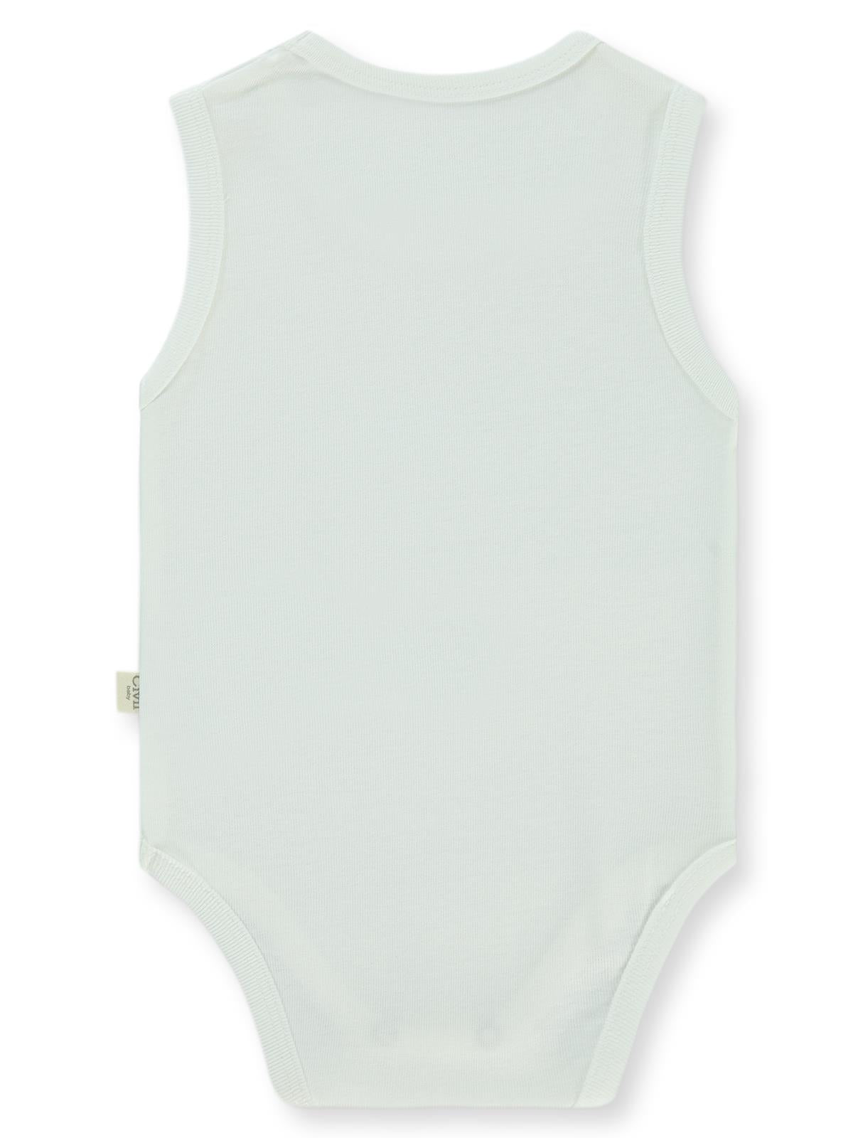 Civil Baby Düz Sıfır Kol  Çıtçıtlı Badi - Beyaz