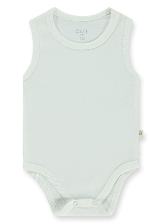 Civil Baby Düz Sıfır Kol 3-9 Ay Çıtçıtlı Badi - Beyaz