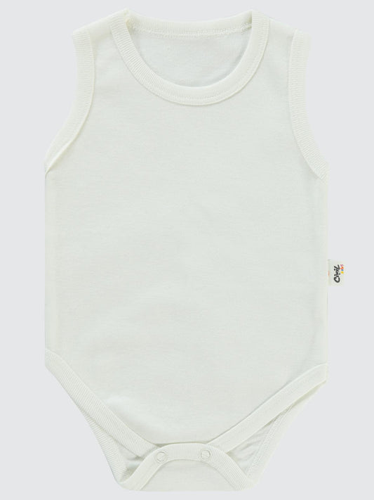 Civil Baby Düz Sıfır Kol  Çıtçıtlı Badi - Beyaz
