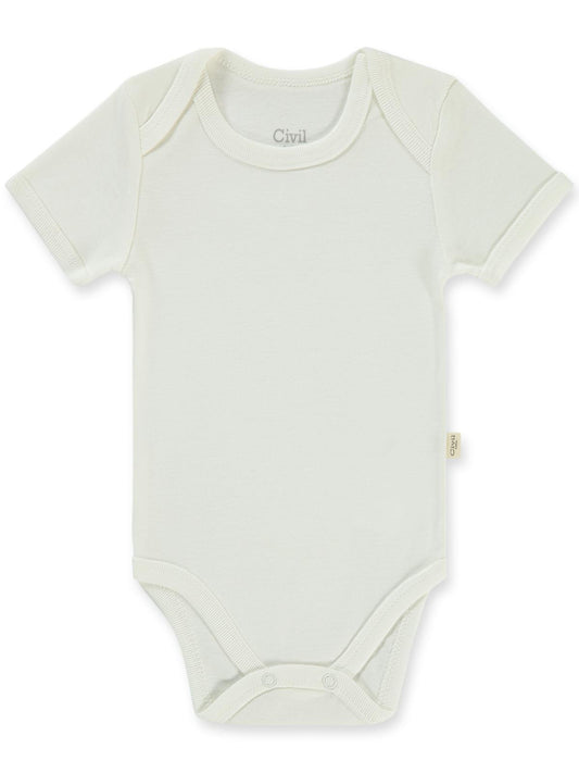 Civil Baby Düz Kısa Kol 3-9 Ay Çıtçıtlı Badi - Beyaz