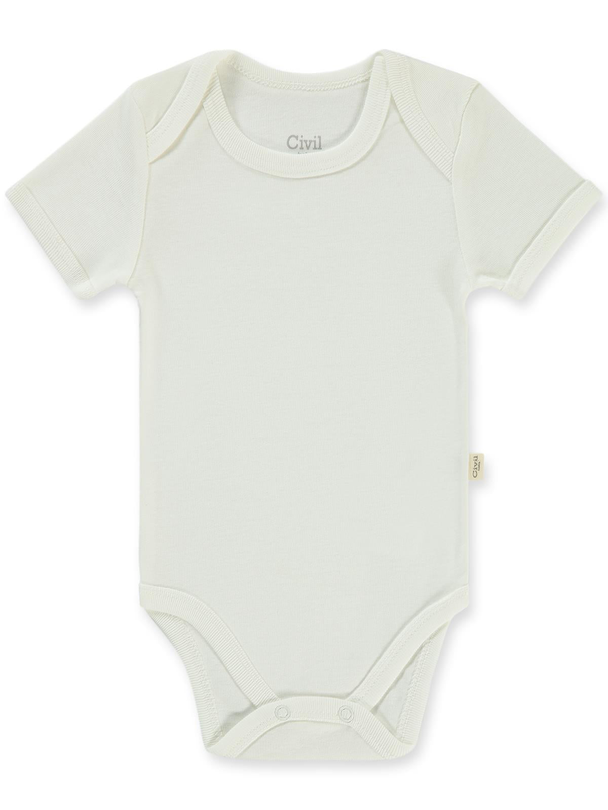 Civil Baby Düz Kısa Kol  Çıtçıtlı Badi - Beyaz