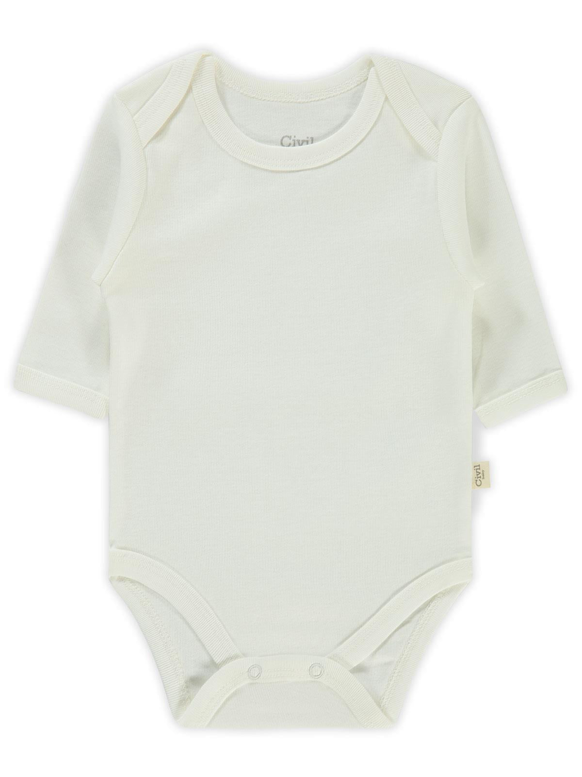 Civil Baby Düz Uzun Kol 0-1 Ay Çıtçıtlı Badi - Beyaz