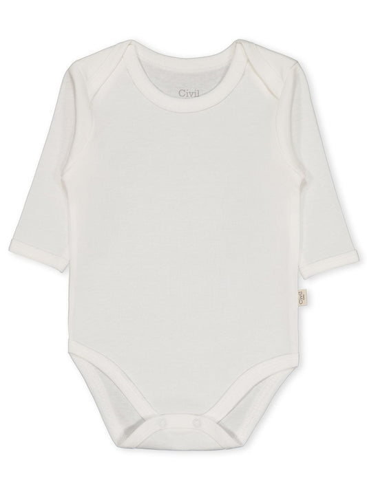 Civil Baby Düz Uzun Kol 3-9 Ay Çıtçıtlı Badi - Beyaz