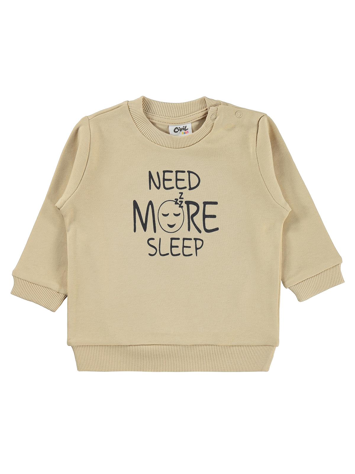 Civil Baby Need More Sleep Baskılı 6-18 Ay Sweatshirt - Kahverengi