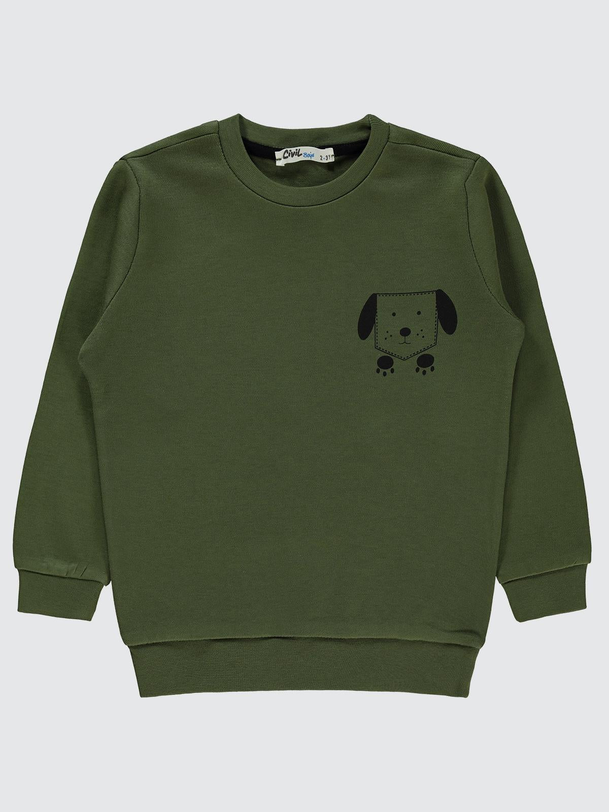 Civil Boys Köpek Baskılı 2-5 Yaş Sweatshirt - Hardal
