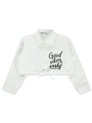 Civil Girls Good Vibes Only Baskılı 10-13 Yaş Gömlek - Beyaz