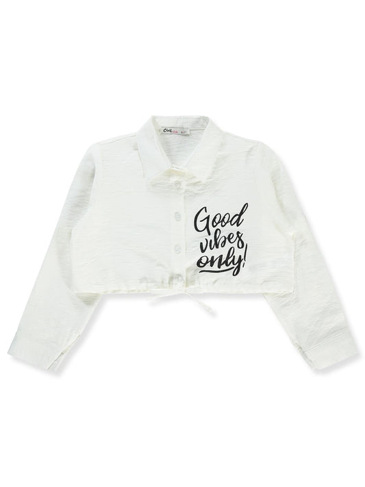 Civil Girls Good Vibes Only Baskılı 10-13 Yaş Gömlek - Beyaz