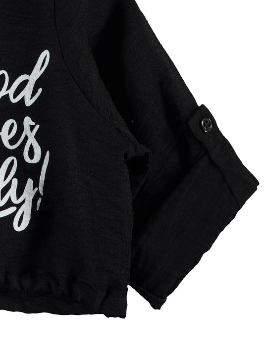 Civil Girls Good Vibes Only Baskılı 10-13 Yaş Gömlek - Siyah